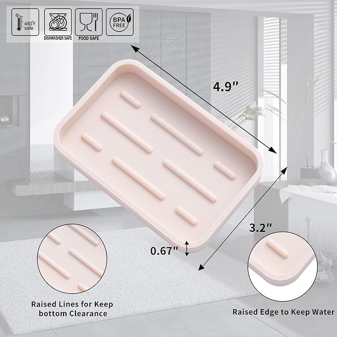 MicoYang Silicone Kitchen Sink Organizer Tray for Multiple Usage,Easy Clean Sponges Holder for Kitchen Bathroom Counter or Sink,Dish Soap Dispenser,Scrubber,Bottle,Cup Tapioca 4.9”x 3.2”