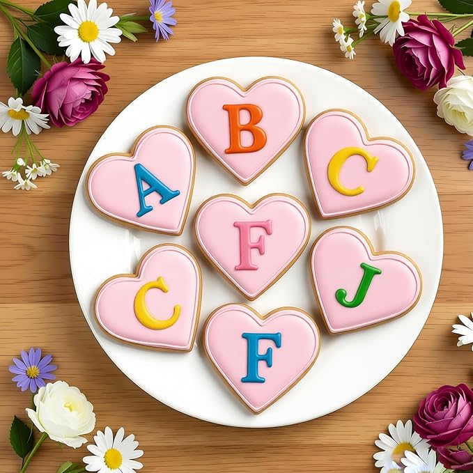 10PCS Heart Cookie Cutter & Flower Cookie Mold, Stainless Steel Kitchen Baking Supplies, Sandwich Cutters, 5 Sizes for Fondant Cake, Cookies, Biscuits & DIY Party Decor (Heart-Flower)