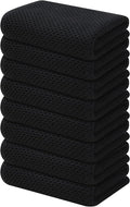 Kitinjoy 100% Cotton Waffle 8-Pack Kitchen Towels, 13" x 28", Black | Super Soft, Ultra-Absorbent, Fast Drying, lightweight, Quick Drying Kitchen Hand Towels