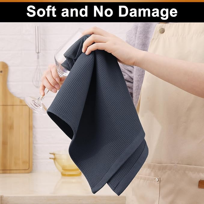 Homaxy 100% Cotton Waffle Weave Kitchen Towels, 6 Pack, Dark Grey | Soft and Absorbent Dish Towels, 16 x 26 Inches Quick Dry Hand Towels
