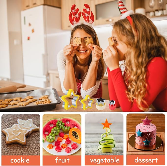 Star Cookie Cutters 4 Pcs, Kimfead Sandwich Cutter for Kids Lunch, Vegetable Fruit Cutters Shapes, Stainless Steel Biscuit Cutters for Children Boys Girls | Sandwich Cutter for Kids Lunch, Vegetable Fruit Cutters Shapes, Biscuit Cutters, for Children B...