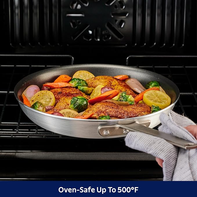 Tramontina Professional 12-Inch Non Stick Large Frying Pan | Heavy-Gauge Aluminum Skillet with Reinforced Nonstick Coating, Gray Handle, Dishwasher and Oven Safe