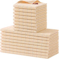 Homaxy Kitchen Towels and Dishcloths Set, Set of 16, Apricot | Bulk Cotton Terry Kitchen Towels, Checkered Designed, Soft and Super Absorbent Dish Towels, 12 x 12 and 13 x 28 Inches