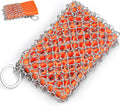 Herda 316L Cast Iron Scrubber Cleaner, Large Cast Iron Chain Mail Scrubber - Chainmail Scrubber Sponge - Metal Skillet Scrubbing, Wok, Dutch Oven Cleaning Kit-Detachable