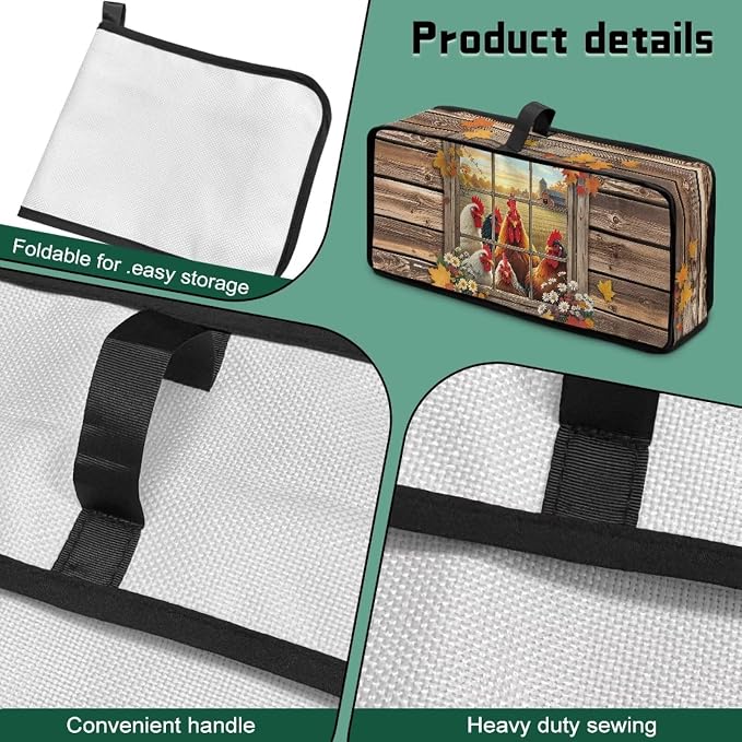 ZDCUSTOM Window Rooster Toaster Cover 2 Slice Long Slot Two Slice Bread Maker with Handle Thin Toaster Dust Cover Fingerprint Protection Kitchen Accessories