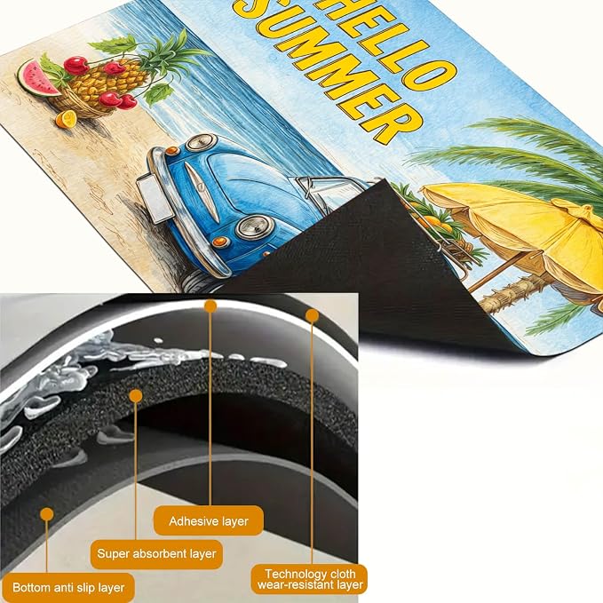 HOMETITUTE Hello Summer Stove Top Cover 28x20 Beach Car Heat Resistant