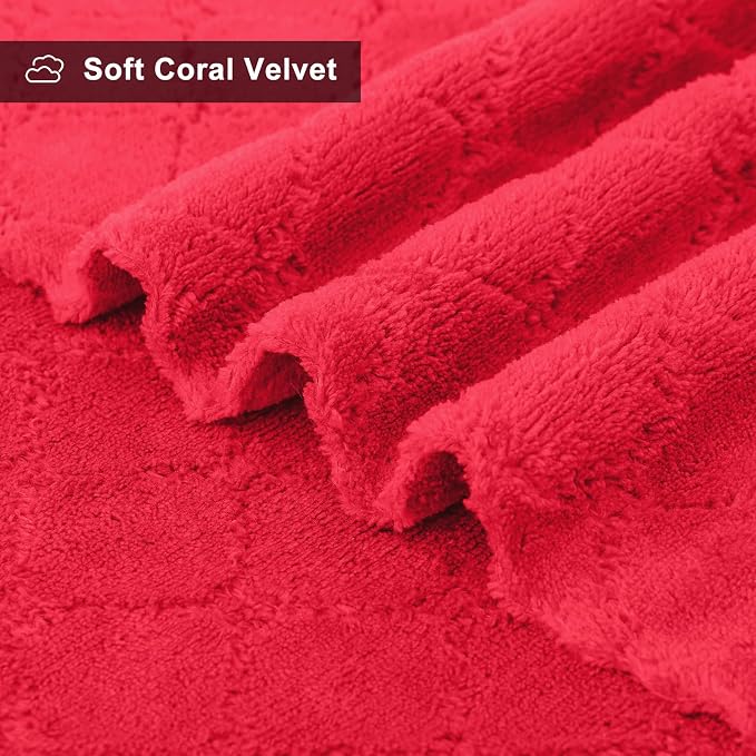 Homaxy 12 Pack Super Soft Absorbent Dish Cloths, 13" x 19", Red | Coral Velvet, Nonstick Oil Fast Drying Microfiber Cleaning Cloth, No Lint Dishcloths for washing and drying