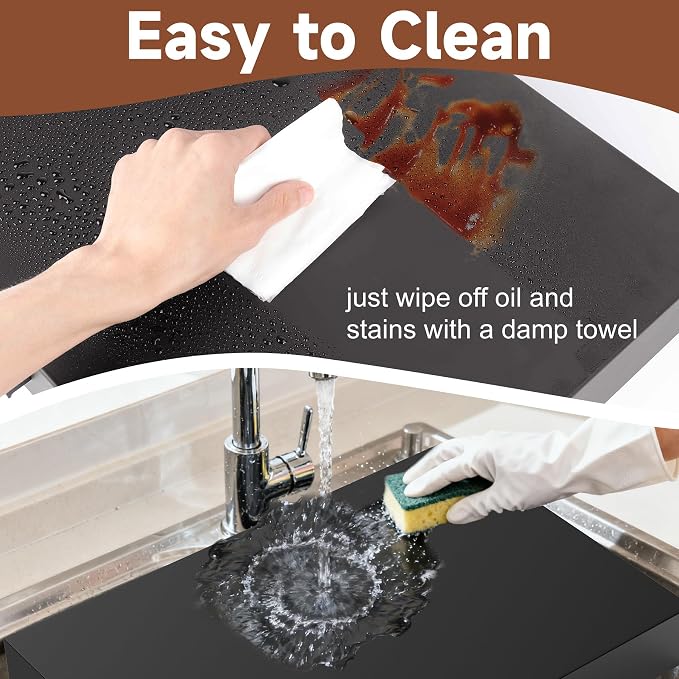 BJADE'S Stove Cover Board - 30"x22"x3" Gas/Electric Range Top Cover with Anti-Slip Feet, Kitchen Organizer & Noodle Board, Black Cooktop Protector for Counter Space Expansion