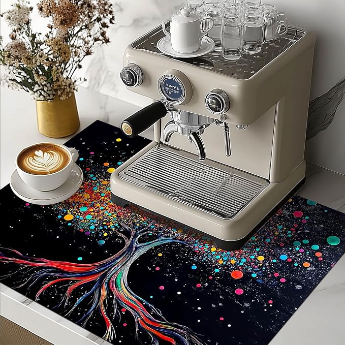 HOMETITUTE Galaxy Color Tree Stove Top Cover 28x20 Cosmic Diatomite Mat