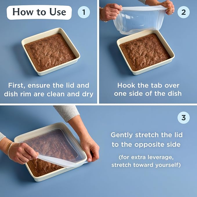 Stasher Reusable Silicone Square Stretch Lid, Food Cover for 8x8 inch Pans | Food-Safe Silicone, Eco-Friendly, Microwave, Oven, Dishwasher Safe, for Sheet Pans and Baking Dishes, Replacement Lid