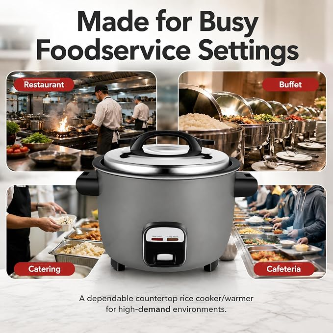40 Cups Commercial Rice Cooker/Warmer | Large Capacity Rice Cooker is built to last through constant rigorous use.