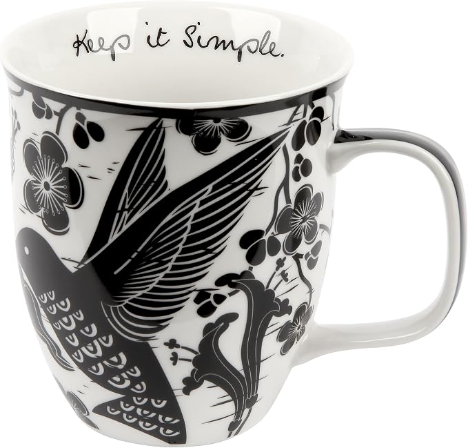 Karma Gifts 14 oz Black and White Boho Mug Hummingbird - Cute Coffee and Tea Mug - Ceramic Coffee Mugs for Women and Men