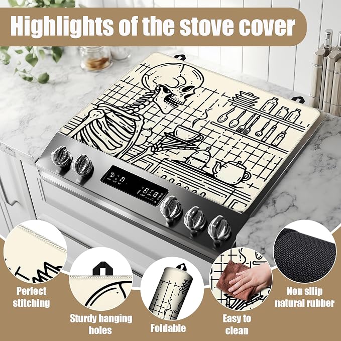 主题 Stove Top Covers for Electric Stove, 主题 Electric Gas Stove Pad Heat Resistant Range Cooktop Protector for Home Decor Kitchen 28"x20"
