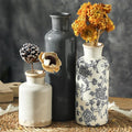 Ceramic Vintage Vase Set of 3, Vintage Flower Vases Home Decor Chinoiserie Decorative Retro Floral Vase Rustic Farmhouse Decor for Table Bookshelf Mantel Kitchen Living Room Office - Gray