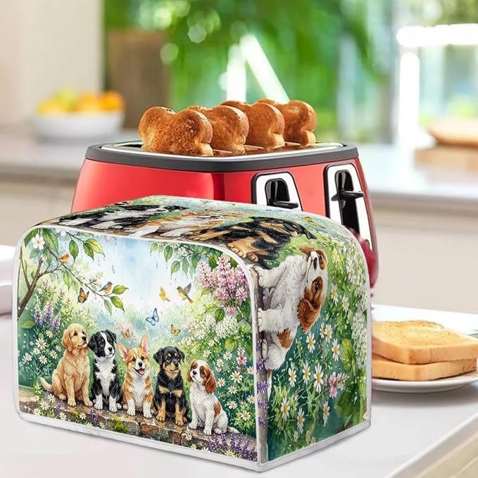 Corgi Rottweiler Print Toaster Cover Floral Butterfly Print Toaster Oven Cover Anti Fingerprint Bread Maker Machine Covers for Home