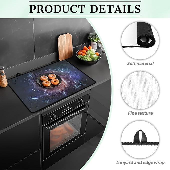 Spiral Galaxy Stove Top Covers for Electric Stove Universe Space Constellation Deep Space Stars Glass Top Gas Stove Pad Heat Resistant Range Cooktop Mat for Kitchen 28"x20"