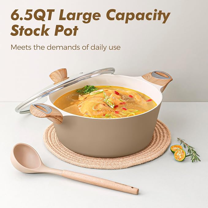 SENSARTE Ceramic Pots and Pans Set Nonstick, Kitchen Cookware Sets, 14-Piece Induction Cookware, Non-toxic Healthy Non Stick Cooking Set, with Frying Pans Set, PFAS PTFE PFOA PFOS Free
