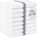Homaxy 100% Ring Spun Cotton Kitchen Towels 8 Pack, Slate Gray Stripe | 15 x 25 Inch, Highly Absorbent Dish Towels for Kitchen Drying, Reusable Cleaning Cloths, Soft Tea Towels with Hanging Loop