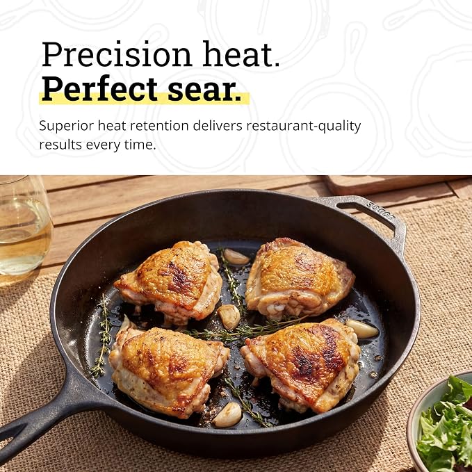 Lodge Seasoned Cast Iron Skillet 15 Inches - Frying Pan for the Stove, Grill or Campfire - Cooks Evenly - Features Easy-Grip Teardrop Handle - Non-Toxic, Nonstick & Long-Lasting