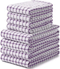 Homaxy Kitchen Towels and Dishcloths Set, Set of 8, Purple | Cotton Terry Kitchen Dish Towels, Super Soft and Absorbent Dish Cloths, 16 x 25 and 12 x 12 Inches