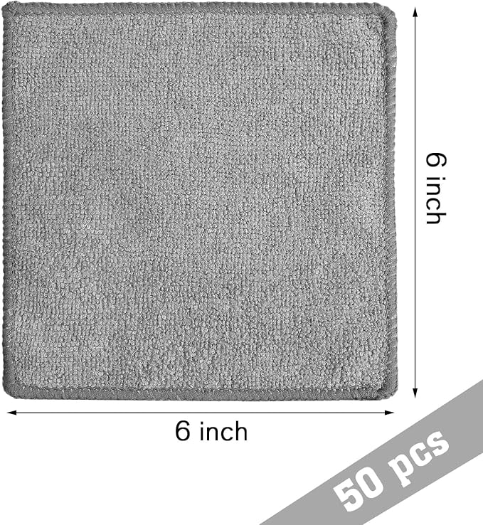 50 Pcs Dry Erase Cloth,6 X 6 Inch,Gray | Cleaning Rags Reasonable Whiteboard Cloth Kitchen Towels Microfiber Towels Cars Wash
