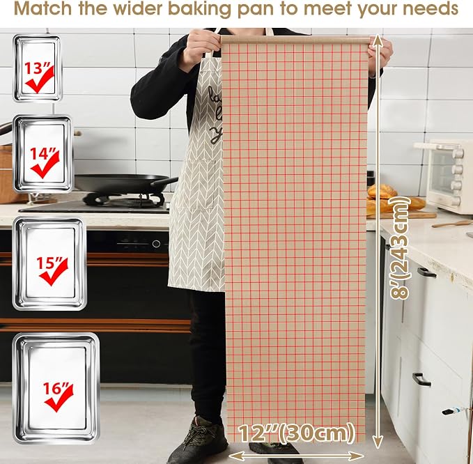 Silicone Baking Mat Roll 12IN*8FT Free Cutting, Non-Slip Pastry Mat, Non-Stick Reusable Air Fryer Liner, Oven Liners, Counter Mat, Freeze Dryer Mat, Easily Cut to Size Fit All Ovens Pans Tins Dishes