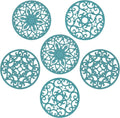 Silicone Trivets Mats for Hot Pots and Pans, Multi Purpose Trivets Mat -Heat Resistant Silicone Trivet Intricately Carved Hot Pads Set of 6 (D: Style 1-Teal)