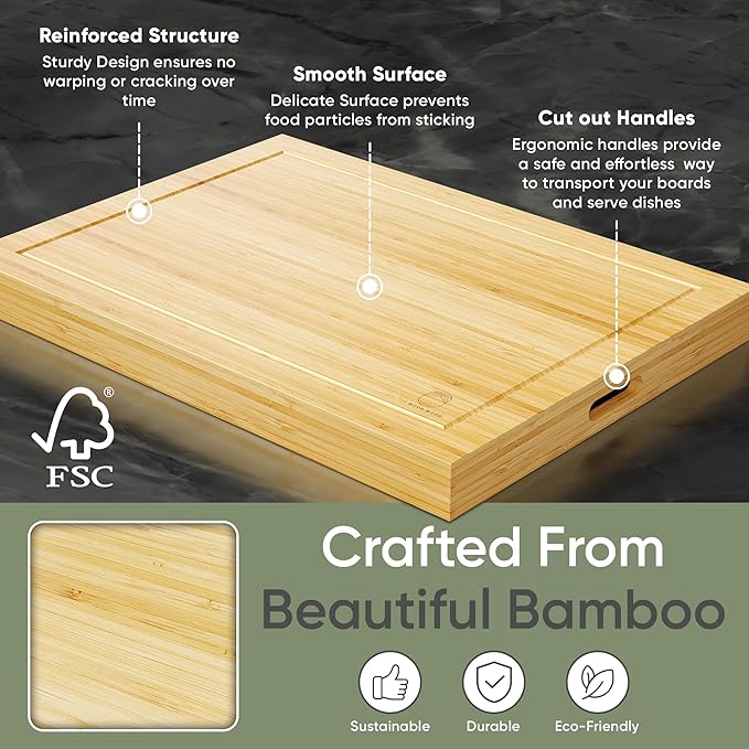 Noodle Board Stove Cover Cutting Board with Handle - Stove Top Cover with Care Brush FSC Certified - Multiuse Gas Stove Cover Board for Serving Chopping Decorating, 30”x22”(Outer) / 28.5”x20.5”(Inner)