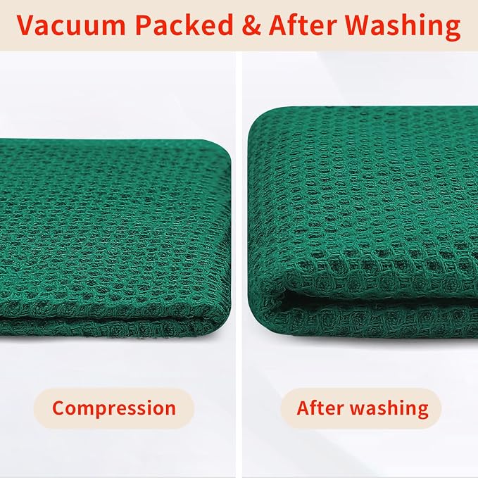 Homaxy 100% Cotton Waffle Weave Kitchen Dish Cloths 18-Pack, Dark Green | 12 x 12 Inches, Ultra Soft Absorbent Dish Towels, Quick Drying Dish Rags with Hanging Loop