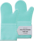 Comfy Grip 14 x 7.3 Inch Thick Baking Mitts, 1 Food-Grade Cooking Glove Set - 2-Piece Set, Heat-Resistant, Turquoise Silicone Oven Mitts, Honeycomb Texture, With Soft Cotton Lining - Restaurantware