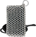 Herda 316L Cast Iron Scrubber Cleaner, Large Chainmail Cast Iron Cleaner | Honeycomb Silicone Insert,Flexible,Stainless Steel Chain Mail Metal Sponge Scrub Skillets,Oven,Flat Top,Grill Pan Pot Brush