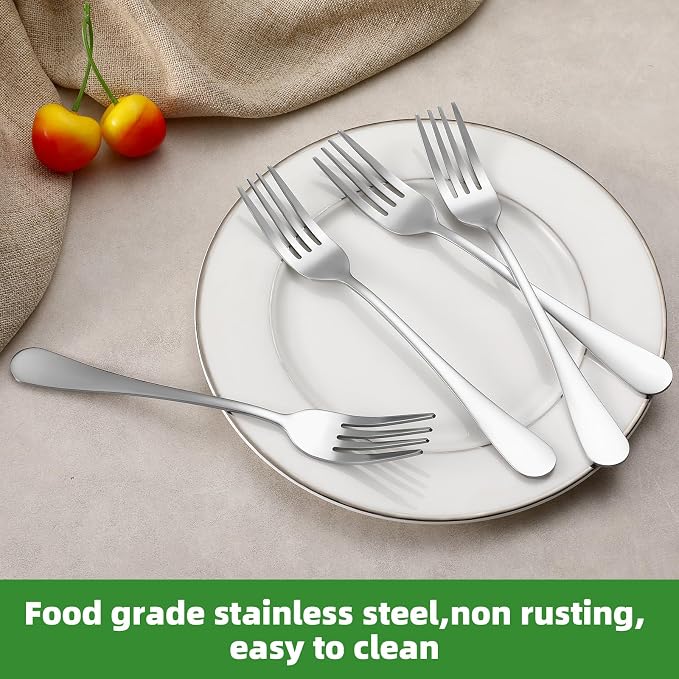 24 Piece Dinner Forks Set, Food-Grade Stainless Steel Forks Silverware, Cutlery Fork, Salad Fork, Metal Forks for Home, Kitchen or Restaurant, Mirror Polished, Dishwasher Safe - 7.3 Inch