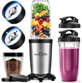 Personal Blender, Silver, 2-in-1 Smoothie Maker & Grinder | for smoothies, protein shakes, ice crushing, coffee beans, spices and nuts; BPA-free dishwasher-safe cups