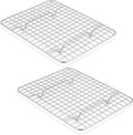 TeamFar Cooling Rack, 9.75”x7.5” Stainless Steel Baking Grid Wire Rack | Small Roasting Grilling Cooking Racks for Cookie Cake Bread, Fit Toaster Oven Pan for Christmas Party, Dishwasher Safe- 2PCS
