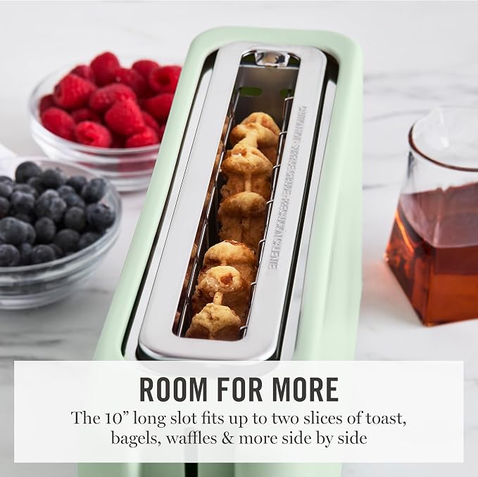 Martha Stewart 2 Slice Long Slot Toaster, Extra Wide, Honeydew | 10 Shade Settings, 10” Wide Slot, Sourdough, Bagels, Artisan Bread & Waffles, Smart Centering, Removable Crumb Tray