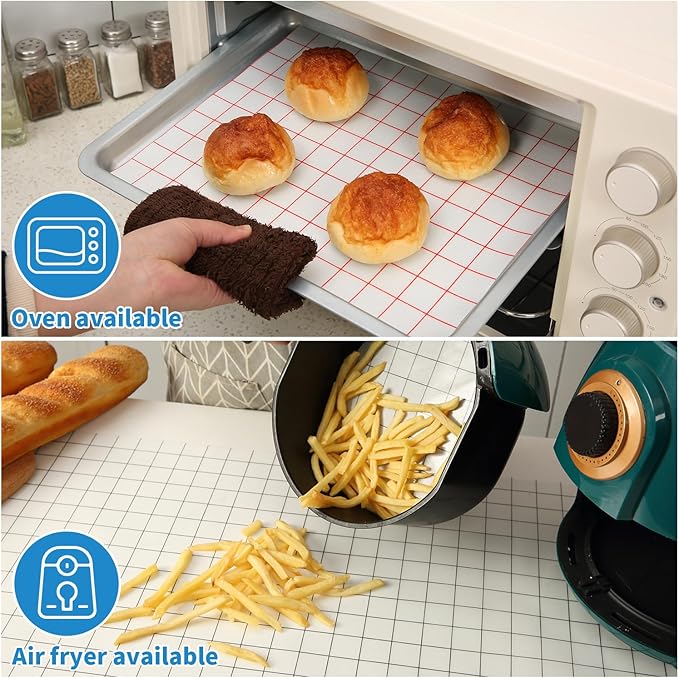 Silicone Baking Mat Roll 16IN*5FT Free Cutting, Non-Slip Pastry Mat, Non-Stick Reusable Air Fryer Liner, Oven Liners, Counter Mat, Freeze Dryer Mat, Easily Cut to Size Fit All Ovens Pans Tins Dishes
