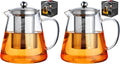 Baalaka Glass Teapot 18.6oz/550ml, Tea Pot with Removable Infusers for Loose Tea, Borosilicate Glass Tea Kettle Tea Maker Stovetop for Camping, Tea Infuser for Loose Leaf Tea Travel (Pack of 2)
