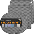 Silicone Trivet Mats 4 Heat Resistant Pot Holders Multipurpose Non-Slip Hot Pads for Kitchen Potholders, Drying mat, Jar Opener, Spoon Holder, Coaster(Dark Grey)