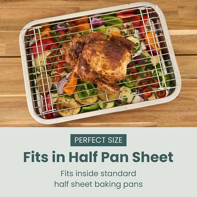 Durable 3 Tiers Stackable, 16" x 10" Cooling Rack for Baking | Professional Grade, Premium 100% Stainless Steel, Baking Rack & Wire Cooling Mesh, Dishwasher Safe, Oven Safe