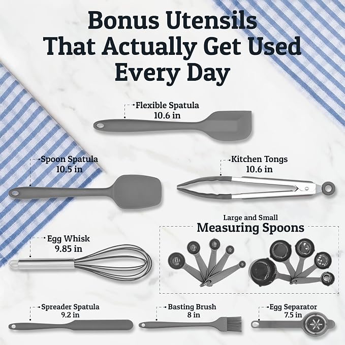 Stainless Steel Mixing Bowls with Lids Set, Metal Nesting Bowls with Airtight Lids, Graters, Non-Slip Base & Measurement Marks, Includes Utensil Set for Prep, Baking & Storage, Grey