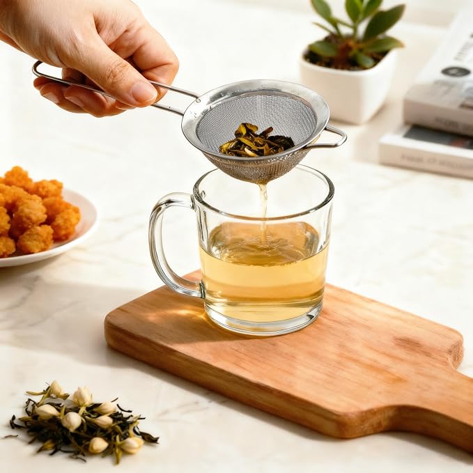 3Pcs Fine Mesh Strainer with Handle, Small Sifter Strainers Set, Stainless Steel Sieve Colander for Kitchen Baking Juice Quinoa Food Flour
