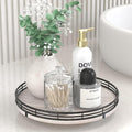 AMH 10-Inch Rustic Whitewashed Oak Lazy Susan Vanity Tray | Smooth rotating oak tray with walnut finish for dining tables, kitchen counters, pantries and cabinet storage.
