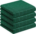 Homaxy 100% Cotton Terry Kitchen Towels, 4 Pack, Dark Green | Ultra Soft and Absorbent Dish Towels for Kitchen, Suitable for Drying and Washing Dishes