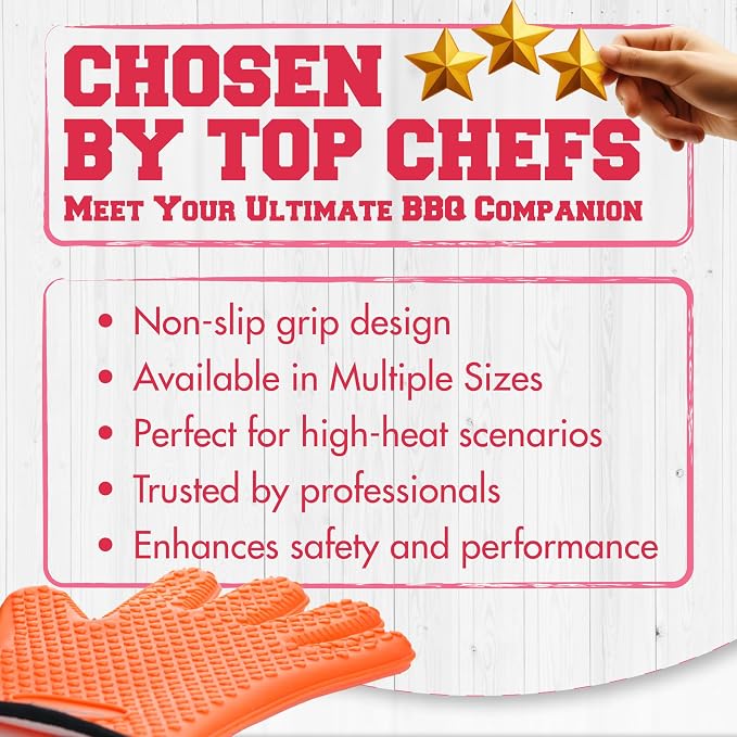 KITCHEN PERFECTION Silicone Smoker BBQ Gloves - Heat Resistant Oven Mitts | Made For Women, Waterproof, 5-Finger Design For A Better Grip, For Meat Smoking, Grilling, Cooking, Frying Turkey, Grill Gift