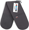 Grey Double Oven Mitt Kitchen Protection, Pack of 1 34x7.5 inches Heat Resistant Cotton, Professional Grade with Terrycloth Lining