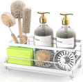 Cisily Sponge Holder for Kitchen, Sink Caddy Organizer, Kitchen Sink Accessories with Drip Tray, Rustproof and Non-slip Kitchen Sink Sponge Holder (White)