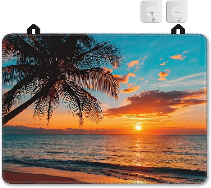 Stove Top Covers for Electric Stove,Summer Beach Sunset Flat Top Stove Cover,Coconut Tree Heat Resistant Glass Top Stove Cover Protector Anti-Slip Range Covers, 28 x 20 Inch
