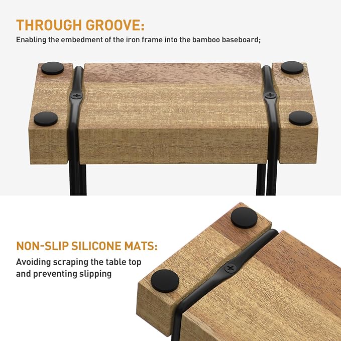 Wican Napkin Holder for Table, Acacia Iron Standing Napkin Dispenser | Kitchen Dining Table Farmhouse Cocktail Picnic Rustic Wood Holders, Mail, Suitable Dining Room Decors, Acacia and Matte Black