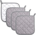 Joyhalo 4 Pack Pot Holders for Kitchen Clearance | Cotton Oven Holder with Great Heat Resistance, Potholders Sets for Kitchen, Countertops, Hot Pots and Pans, Grey
