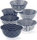 KooK Soup Bowl, Cereal Bowl, Ceramic Cereal Bowls, Microwave, Dishwasher and Freezer Safe, Porcelain Dishes for Soup, Pasta, Salad, Oatmeal, Deep Interior (White & Blue)